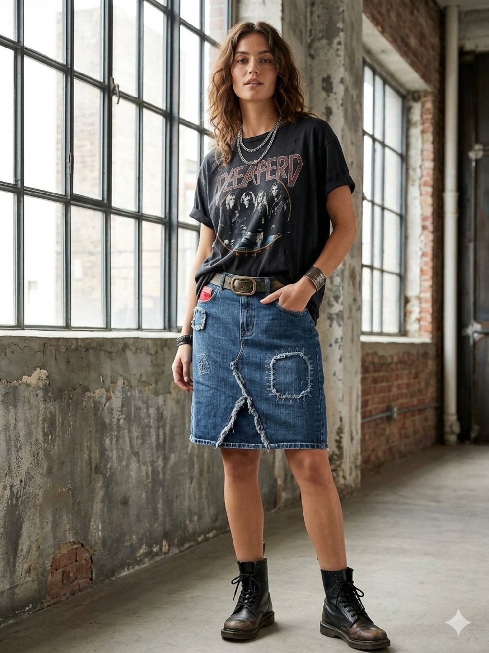 Vintage Jag Thug Denim Midi Skirt Medium Wash Jean Size 29 Waist 15 Skater Y2K